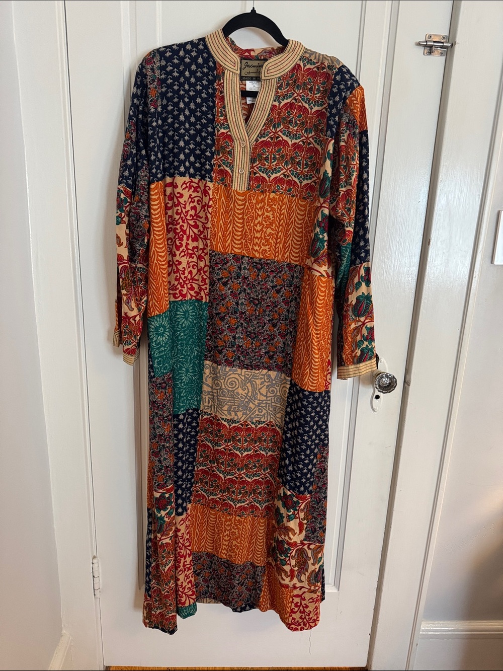 Jasmine Multicolor Patchwork Maxi Dress - Navy, Orange, Green, Cream, Red - Picture 10 of 10